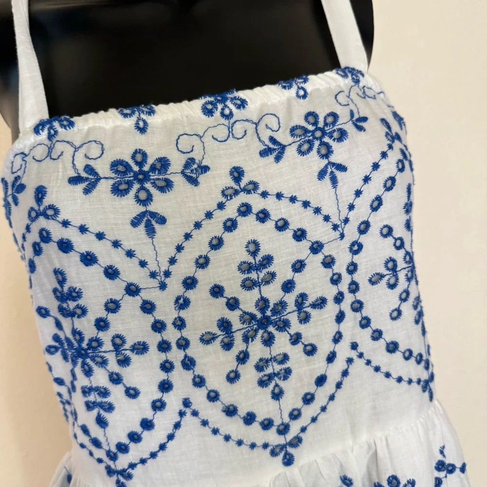 Chic Blue and White Floral Maxi Dress - Picture 9 of 14